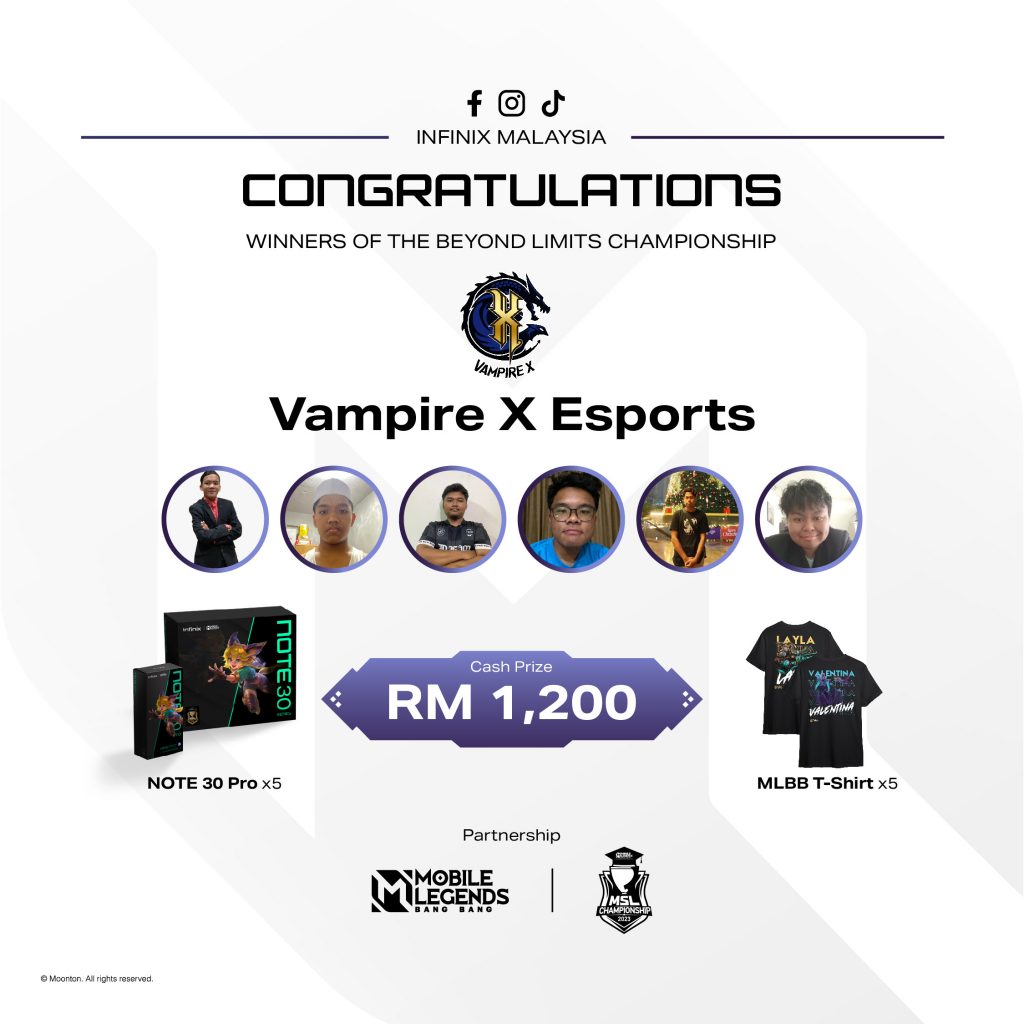 Vampire X Esports Crowned Champion In Infinix Malaysias Beyond Limits